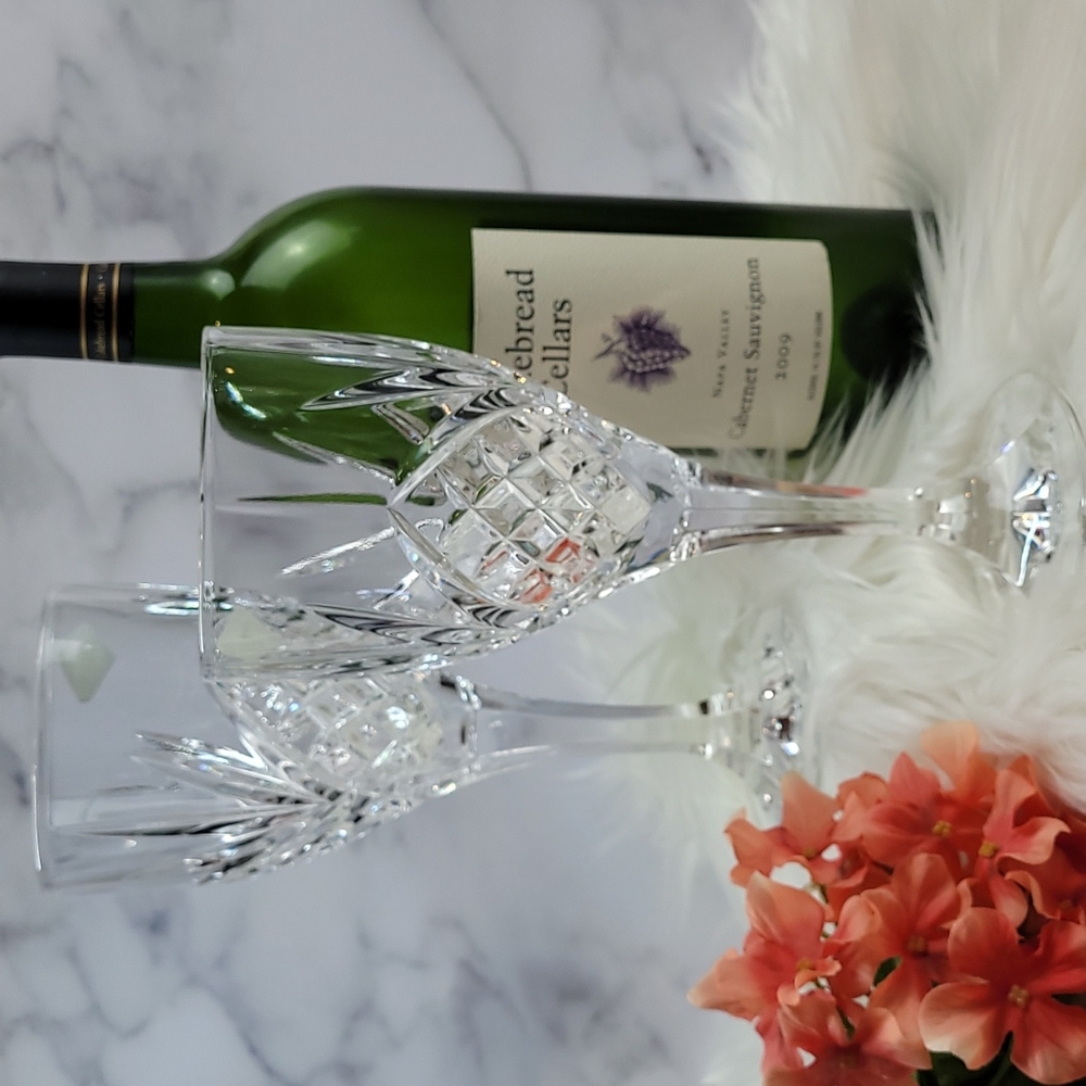 SHANNON LEAD CRYSTAL WINE GLASS PAIR